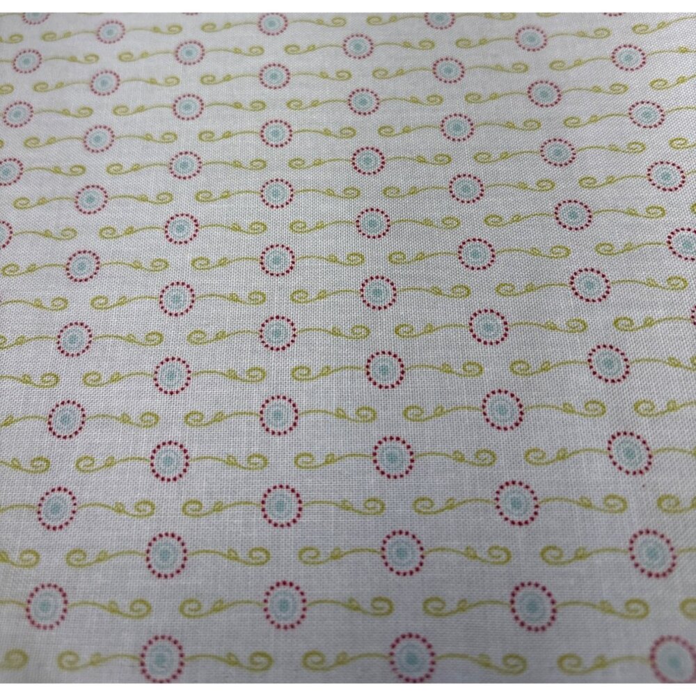 Whimsical Dotted Floral Cotton Quilting Fabric 1/2 yard Soft Pastel Geometric De